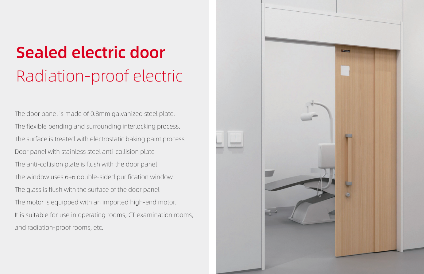 Sealed electric door Radiation-proof electric door